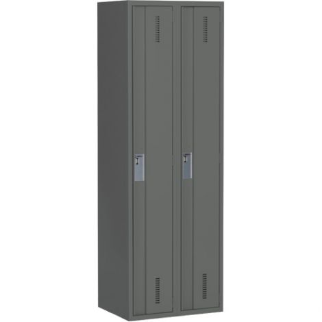 Concorde™ Heavy-Duty Lockers, Single Tier, Bank of 2 - 24" x 18" x 72", Basic Style, Steel, Charcoal, Welded {Assembled}