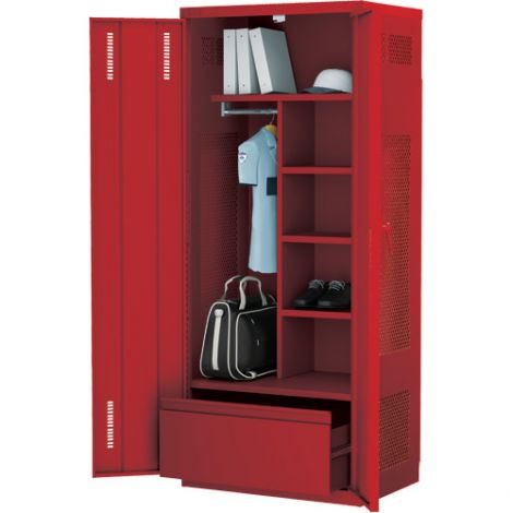 All-Welded Deluxe Gear Locker Includes Lateral Drawer - Colour: Red - Ships Free