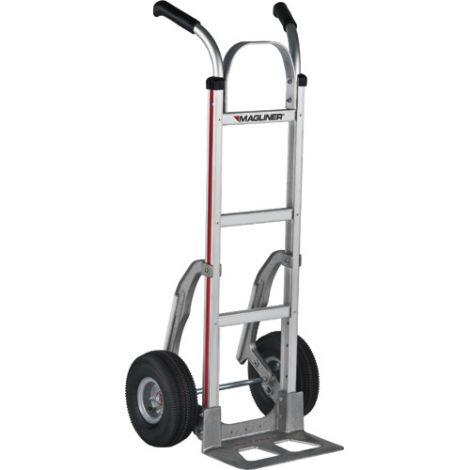 Aluminum Hand Trucks - Handle Type: Dual Handle - Nose Plate Dimensions: 14"W x 7-1/2"D - Wheel: Pneumatic