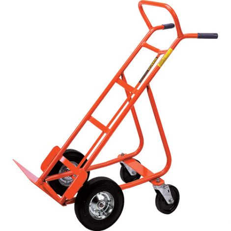 Hand Trucks with Swivel Casters (Steel) - Handle Type: Dual Handle - Nose Plate Dimensions: 18"W x 8"D - Wheel: Pneumatic