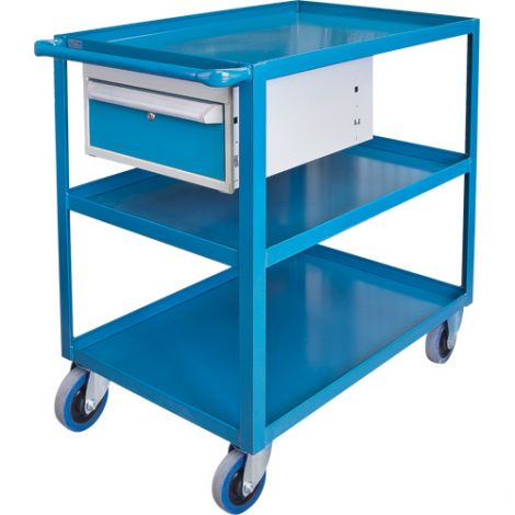 Heavy Duty Shelf Cart with Drawer - Shelf Size: 24"W x 36"D - No. of Shelves: 3