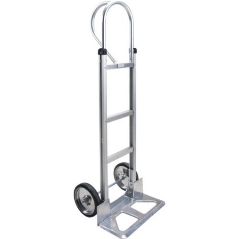 Aluminum Hand Truck - Handle Type: P-Handle - Nose Plate: 18"W x 7 1/2"D - Wheel Material: Mold on Rubber