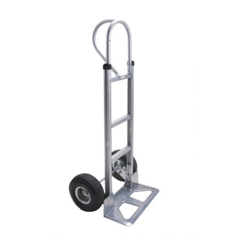 Aluminum Hand Truck - Handle Type: P-Handle - Nose Plate: 18"W x 7 1/2"D - Wheel Material: Pneumatic