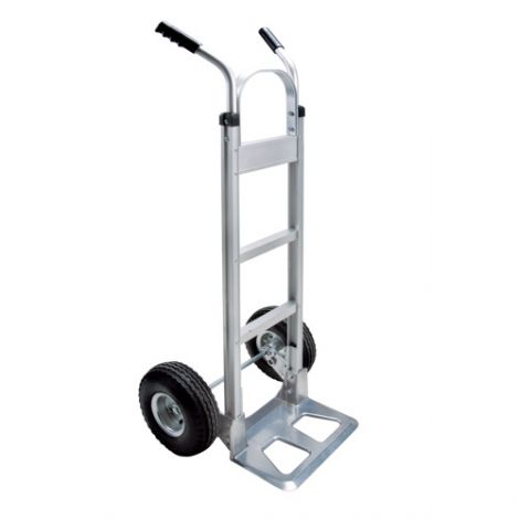 Aluminum Hand Truck - Handle Type: Dual Handle - Nose Plate: 14"W x 7 1/2"D - Wheel Material: Pneumatic 