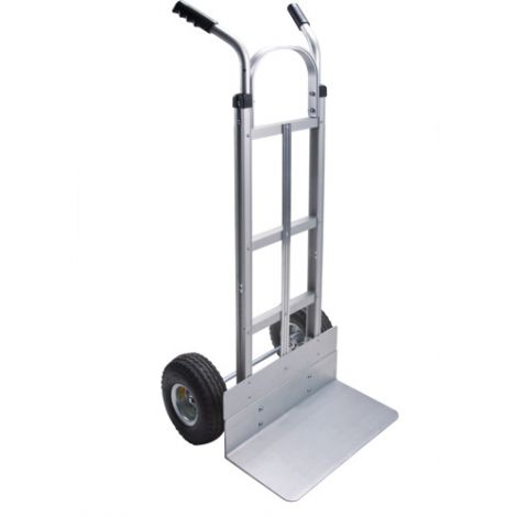 Aluminum Hand Truck - Handle Type: Dual Handle - Nose Plate: 18"W x 10"D - Wheel Material: Pneumatic