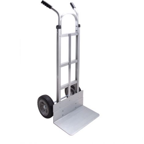 Aluminum Hand Truck - Handle Type: Dual Handle - Nose Plate: 18"W x 10"D - Wheel Material: Flat-Free