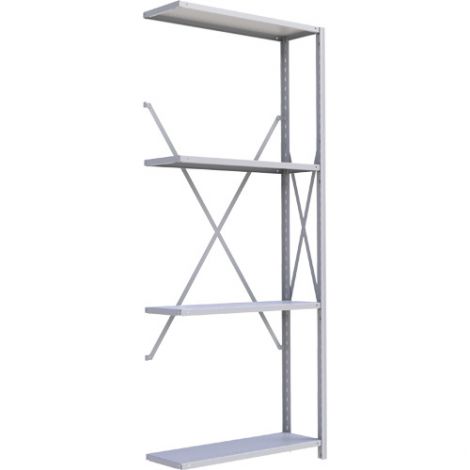 Boltless Shelving Unit - Dimensions: 36"W x 18"D x 88"H - No. of Shelves: 4 - Kit Type: Add-On Unit 