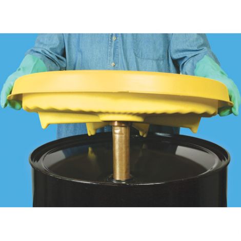 Universal Safety Drum Funnel™  - Exterior dimensions: 26"Dia. X 5.5"H - Interior dimensions: 22"Dia. X 4"H