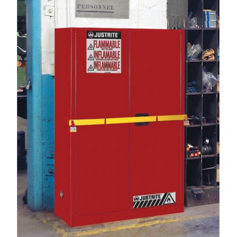 High Security Flammables Safety Cabinet with Steel Bar - Capacity: 45 gal. - Door Type: Self-Closing