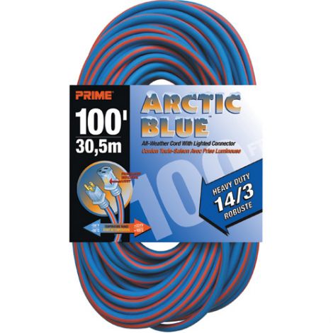 All-Weather Extension Cord - Arctic Blue™ - HEAVY-DUTY - Length: 100' - AWG: 14/3