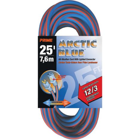 All-Weather Extension Cord - Arctic Blue™ - EXTRA HEAVY-DUTY-  Length: 25' - AWG: 12/3 - Case/Qty: 3