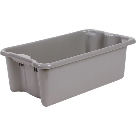 Polylewton Stack-N-Nest® Containers - Grey - O.D. Top: 19.4"L x 12.9"W - Case/Qty: 4