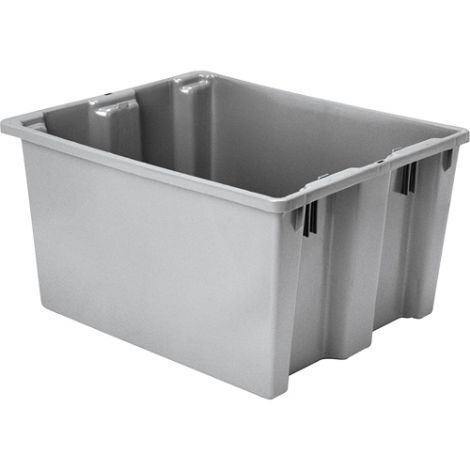 Polylewton Stack-N-Nest® Containers - Grey - O.D. Top: 24.0"L x 20.0"W - Case/Qty: 4