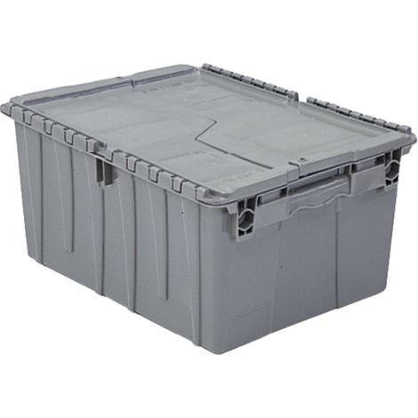 Flipak® Polyethylene Plastic (PE) Distribution Containers, 11.8" x 9.8" x 7.7", Grey, Case/Qty: 4