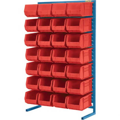 Stationary Bin Racks - Single-Sided - Rack/Bin Combination - Colour: Red - 36"W x 12"D x 61"H 