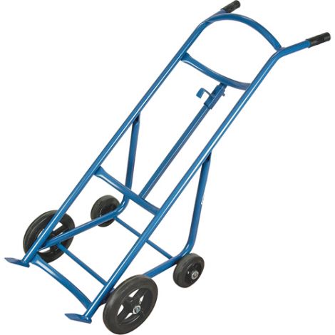 Drum Hand Truck - Truck with 10" front and 6" rear rubber wheels