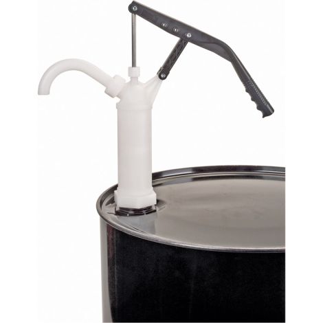 Lever-Type Drum Pump, PTFE, 14 oz./Stroke, Fits 5-55 Gal.