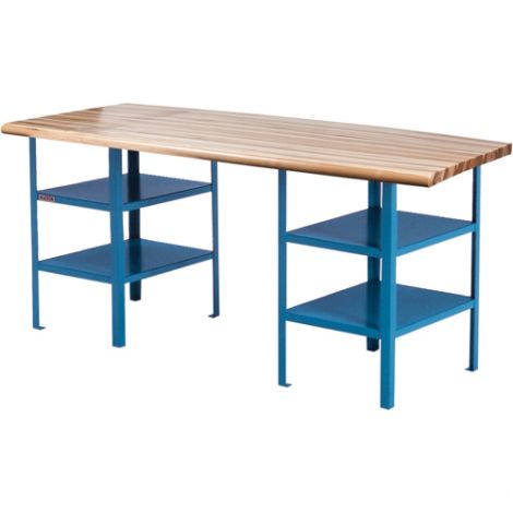 Extra Heavy-Duty Pedestal Workbench, 2500 lbs. Cap., 120"W x 30"D, 34"H