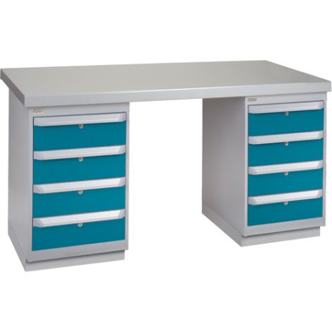 Pre-designed Workbenches - Configuration: Dual Drawers - Height: 34" - Width: 60"