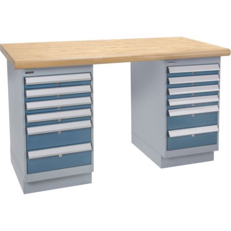 Pre-designed Workbenches - Capacity: 2500 lbs. - Configuration: Dual Drawers - Height: 34" - Width: 60"