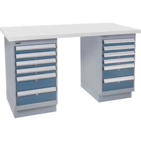 Pre-designed Workbench - Capacity: 2500 lbs. - Configuration: Dual Drawers - Height: 34" - Width: 60"