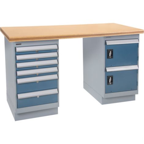 Workbenches - Configuration: Door & Drawers Pedestal - Height: 34" - Width: 60"