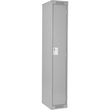 Clean Line™ Single Tier Lockers - 12" x 18" x 72", Basic Style, Steel, Grey, Rivet (Assembled)