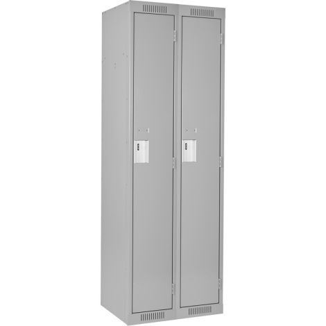 Clean Line™ Single Tier Lockers - Bank of 2, 24" x 18" x 72", Basic Style, Steel, Grey, Rivet (Assembled)