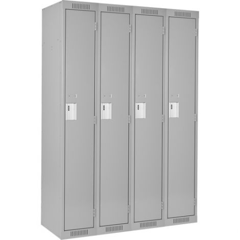 Assembled Clean Line™ Economy Lockers - Basic Style - No. of Tiers: 1 - Bank of: 4 - Ships Free