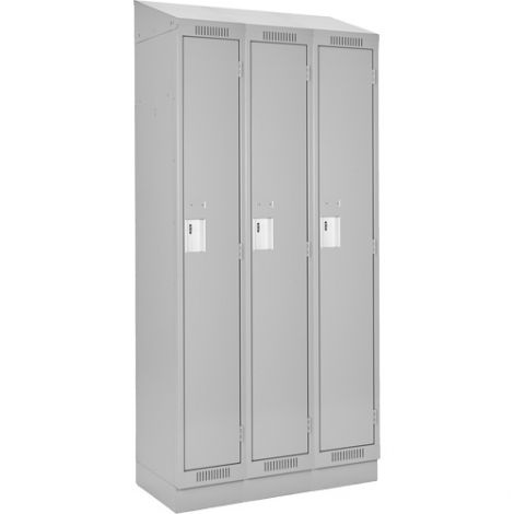 Assembled Clean Line™ Economy Lockers w/Recessed Base & Slope Top - No. of Tiers: 1 - Bank of: 3 - Ships Free