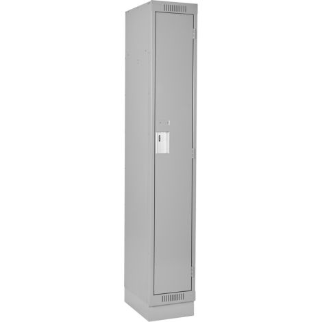 Clean Line™ Single Tier Lockers -  12" x 18" x 76", w/Recessed Base, Steel, Grey, Rivet (Assembled)