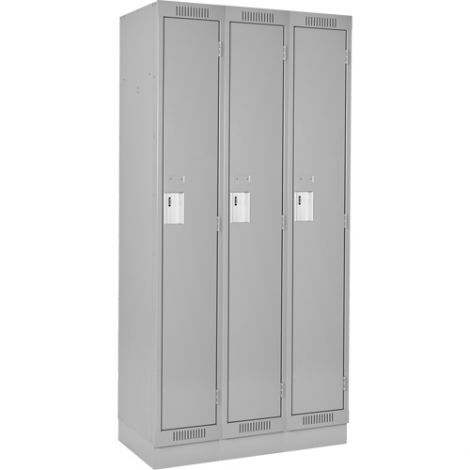 Assembled Clean Line™ Economy Lockers w/Recessed Base - No. of Tiers: 1 - Bank of: 3 - Ships Free