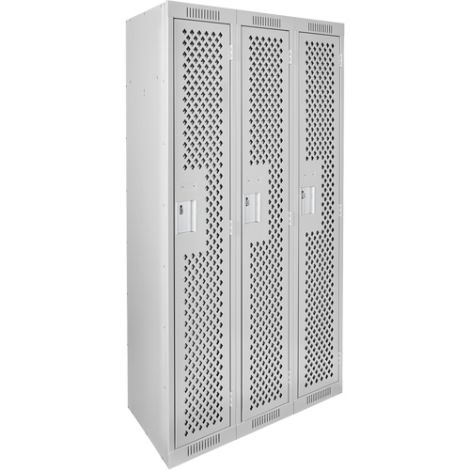 Assembled Clean Line™ Perforated Economy Lockers Basic Style - No. of Tiers: 1 - Bank of: 3 - Ships Free