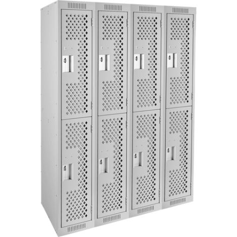 Assembled Clean Line™ Perforated Economy Lockers - Basic Style - No. of Tiers: 2 - Bank of: 4 - Ships Free