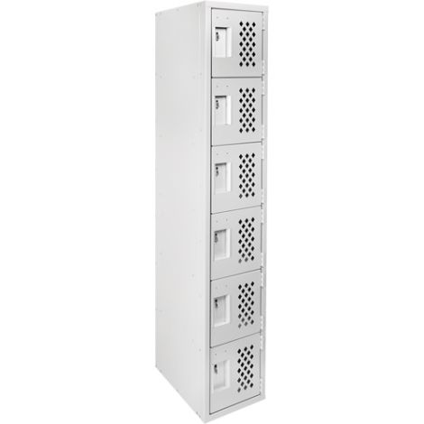 Assembled Lockerettes Clean Line™ Perforated Economy Lockers - Basic Style - No. of Tiers: 6 - Bank of: 1 - Ships Free