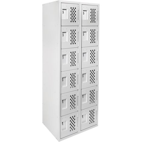 Assembled Lockerettes Clean Line™ Perforated Economy Lockers - Basic Style - No. of Tiers: 6 - Bank of: 2 - Ships Free