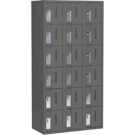 Concorde™ Heavy-Duty Lockers, 6 Tier, Bank of 3 - 36" x 18" x 72", Basic Style, Steel, Charcoal, Welded {Assembled}