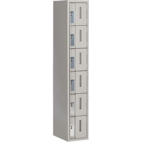 Concorde™ Heavy-Duty Lockers, 6 Tier, Bank of 1 - 12" x 18" x 72", Basic Style, Steel, Grey, Welded {Assembled}