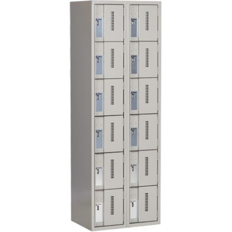 Concorde™ Heavy-Duty Lockers, 6 Tier, Bank of 2 - 24" x 18" x 72", Basic Style, Steel, Grey, Welded {Assembled}