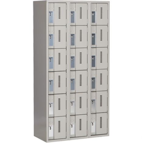 Concorde™ Heavy-Duty Lockers, 6 Tier, Bank of 3 - 36" x 18" x 72", Basic Style, Steel, Grey, Welded {Assembled}