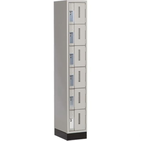 Concorde™ Heavy-Duty Lockers, 6 Tier, Bank of 1 - 12" x 18" x 76", Recessed Base, Steel, Grey, Welded {Assembled}