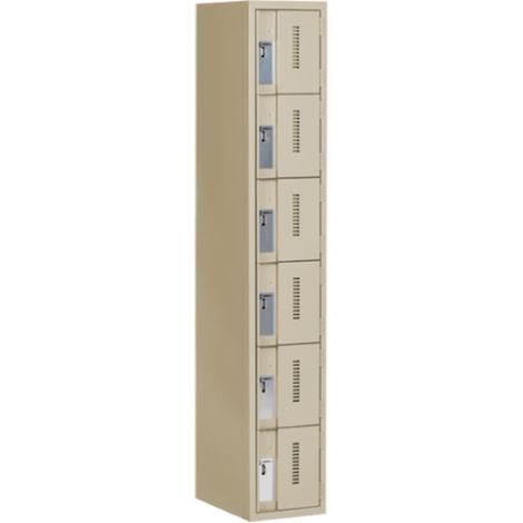 Concorde™ Heavy-Duty Lockers, 6 Tier, Bank of 1 - 12" x 18" x 72", Basic Style, Steel, Beige, Welded {Assembled}