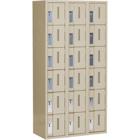 Concorde™ Heavy-Duty Lockers, 6 Tier, Bank of 3 - 36" x 18" x 72", Basic Style, Steel, Beige, Welded {Assembled}