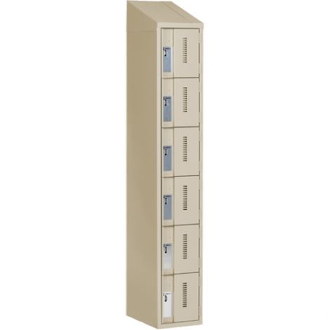 Concorde™ Heavy-Duty Lockers, 6 Tier, Bank of 1 - 12" x 18" x 78", Slope Top, Steel, Beige, Welded {Assembled}