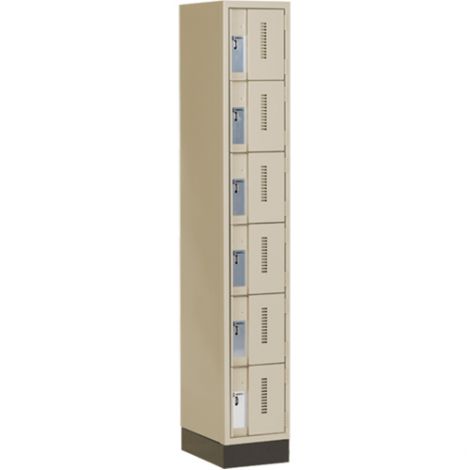 Concorde™ Heavy-Duty Lockers, 6 Tier, Bank of 1 - 12" x 18" x 76", Recessed Base, Steel, Beige, Welded {Assembled}