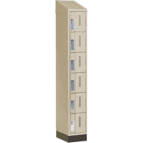 Concorde™ Heavy-Duty Lockers, 6 Tier, Bank of 1 - 12" x 18" x 82", Slope Top & Recessed Base, Steel, Beige, Welded {Assembled}