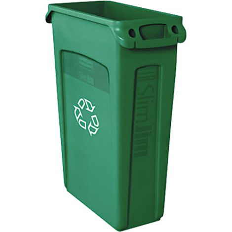 Slim Jim® with Venting Channels - Capacity: 23 US gal. - Colour: Green w/Recycling Symbol