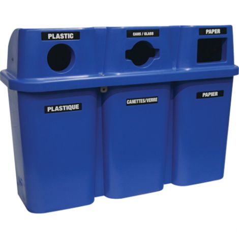 Recycling Containers Bullseye, Curbside, Plastic, 3 x 114L/90 US Gal.