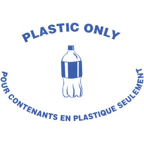 Decal for Bullseye™ Recycling Containers - Description: Plastic Only - Language: Bilingual