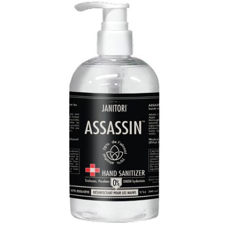 54 Assassin Hand Sanitizer - Container Type:  Pump Bottle  - Net Volume:  500 ml - Case/Qty: 12